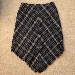 Long v-cut plaid skirt